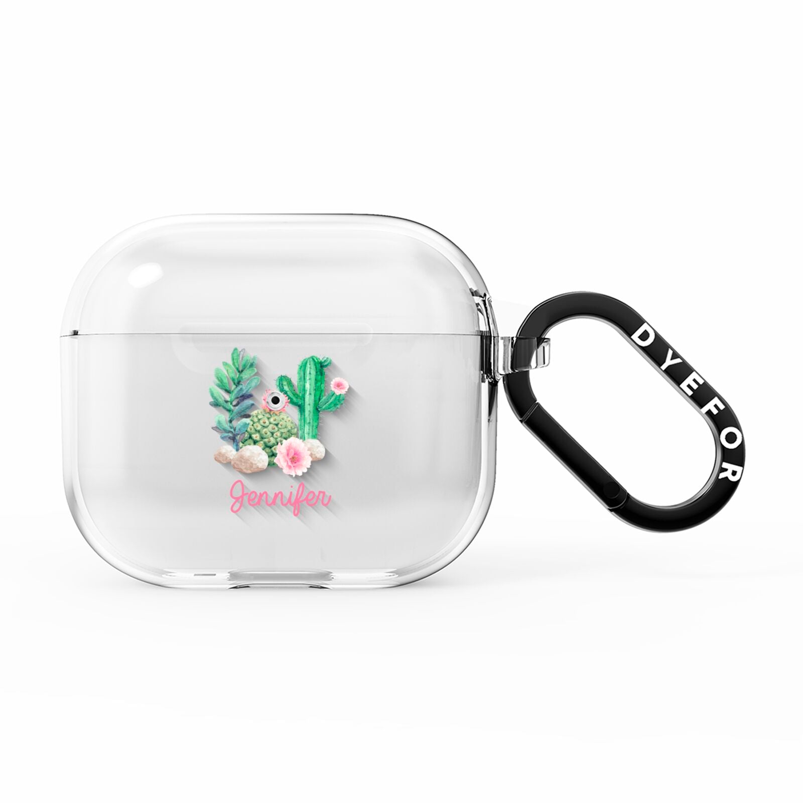 Floral Cactus Print with Name AirPods Clear Case 3rd Gen