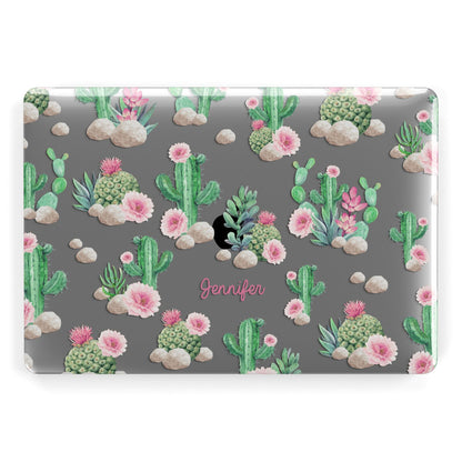 Floral Cactus Print with Name Apple MacBook Case