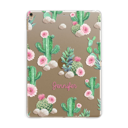 Floral Cactus Print with Name Apple iPad Gold Case