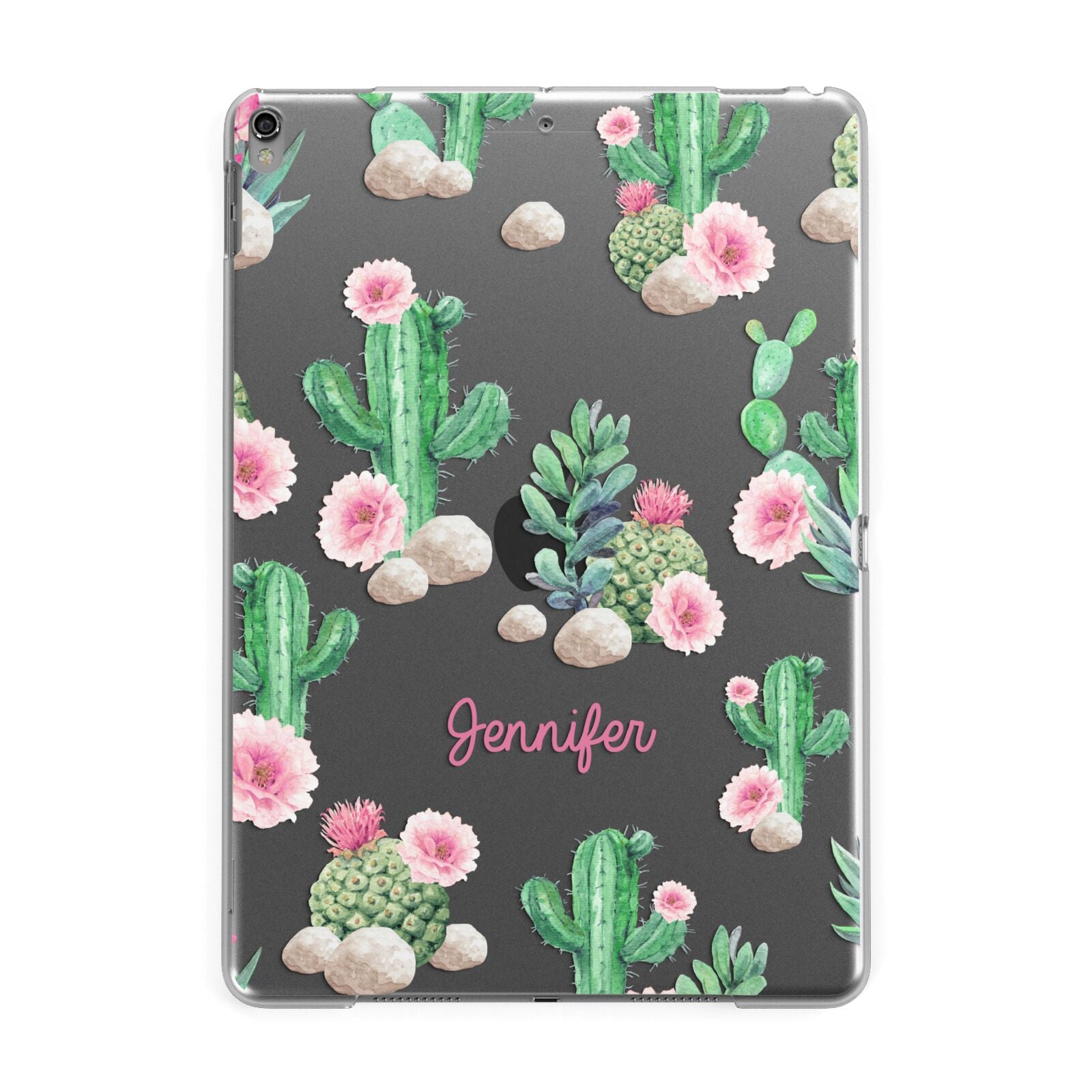 Floral Cactus Print with Name Apple iPad Grey Case