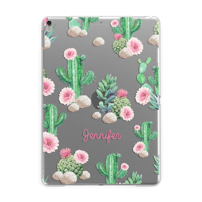 Floral Cactus Print with Name Apple iPad Silver Case