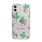 Floral Cactus Print with Name Apple iPhone 11 in White with Bumper Case