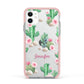 Floral Cactus Print with Name Apple iPhone 11 in White with Pink Impact Case