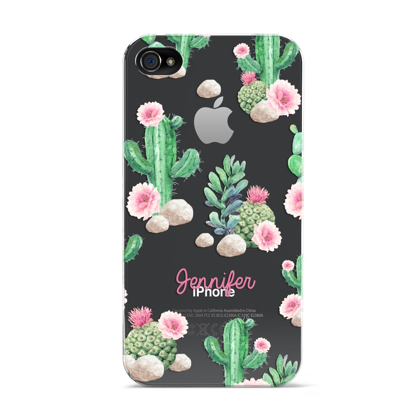 Floral Cactus Print with Name Apple iPhone 4s Case