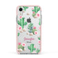 Floral Cactus Print with Name Apple iPhone XR Impact Case Pink Edge on Silver Phone