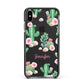 Floral Cactus Print with Name Apple iPhone Xs Max Impact Case Black Edge on Black Phone