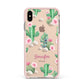 Floral Cactus Print with Name Apple iPhone Xs Max Impact Case Pink Edge on Gold Phone