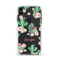 Floral Cactus Print with Name Apple iPhone Xs Max Impact Case White Edge on Black Phone