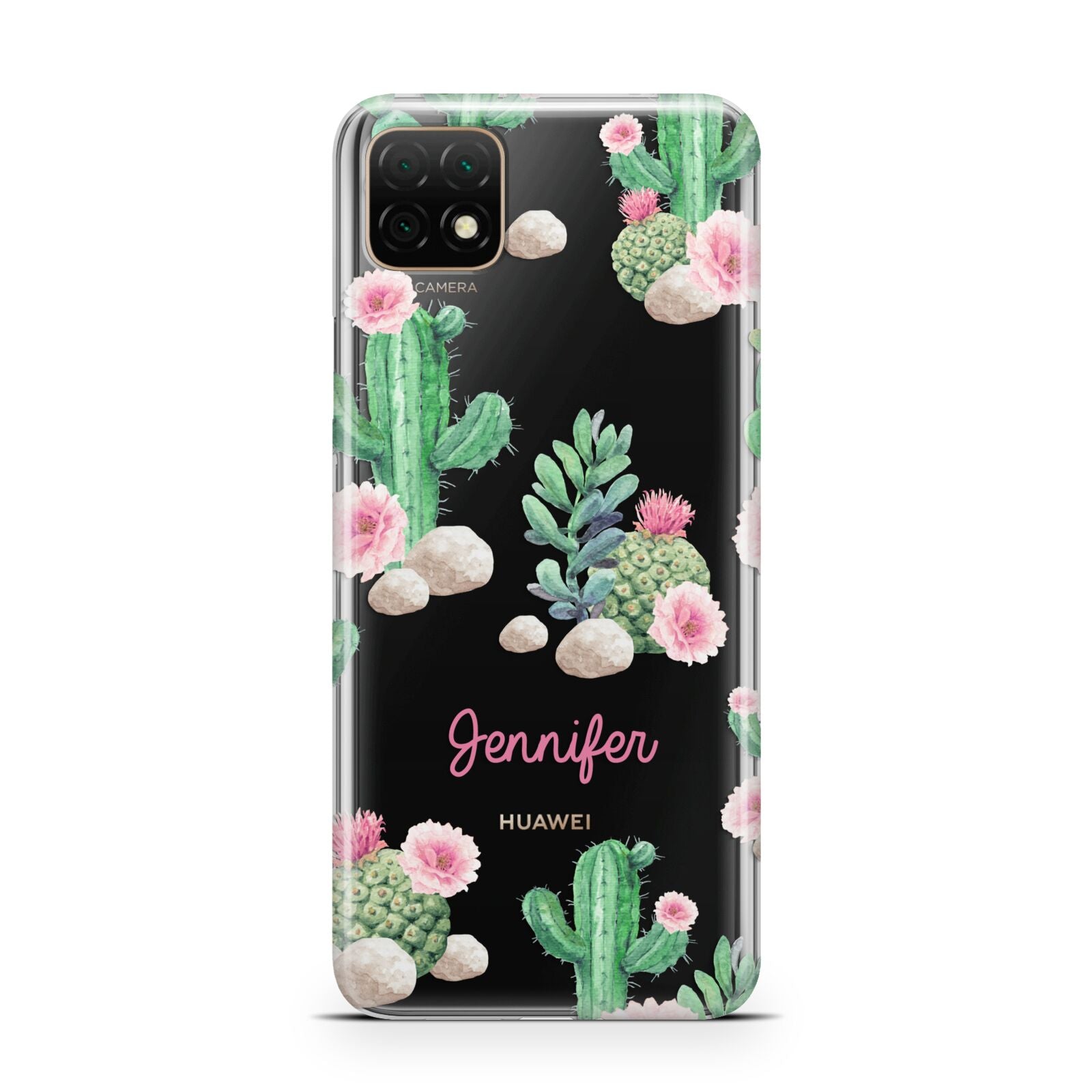 Floral Cactus Print with Name Huawei Enjoy 20 Phone Case