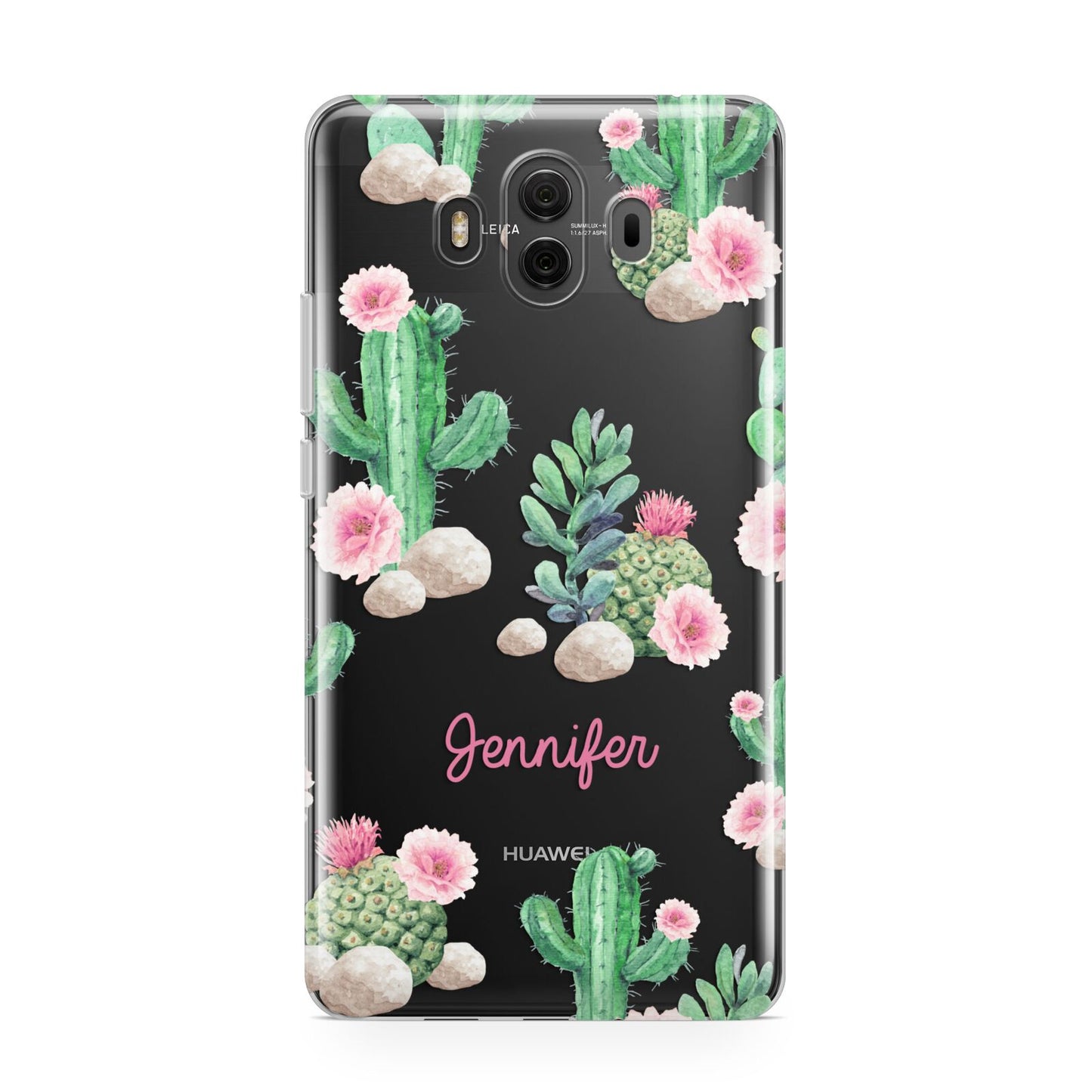 Floral Cactus Print with Name Huawei Mate 10 Protective Phone Case