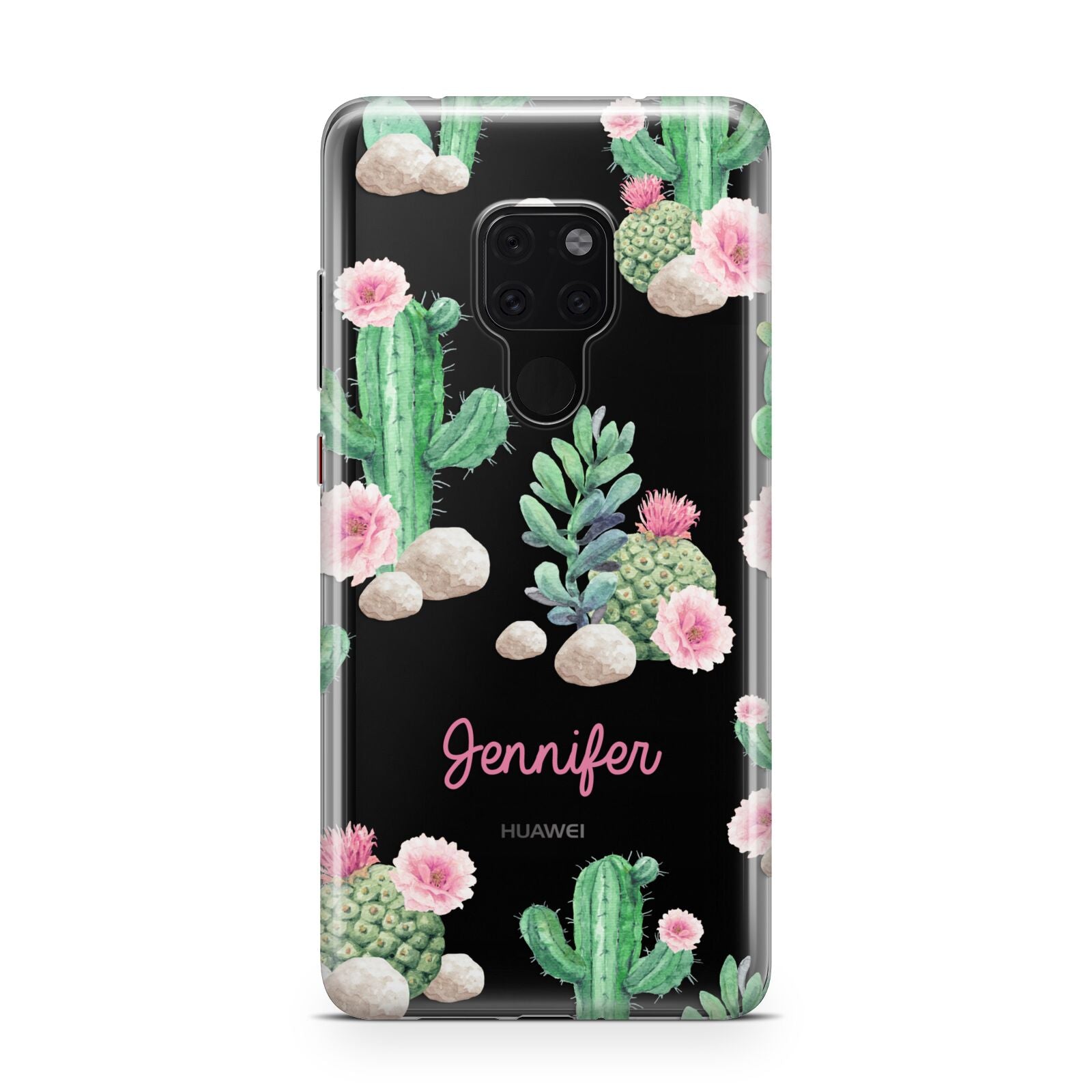 Floral Cactus Print with Name Huawei Mate 20 Phone Case