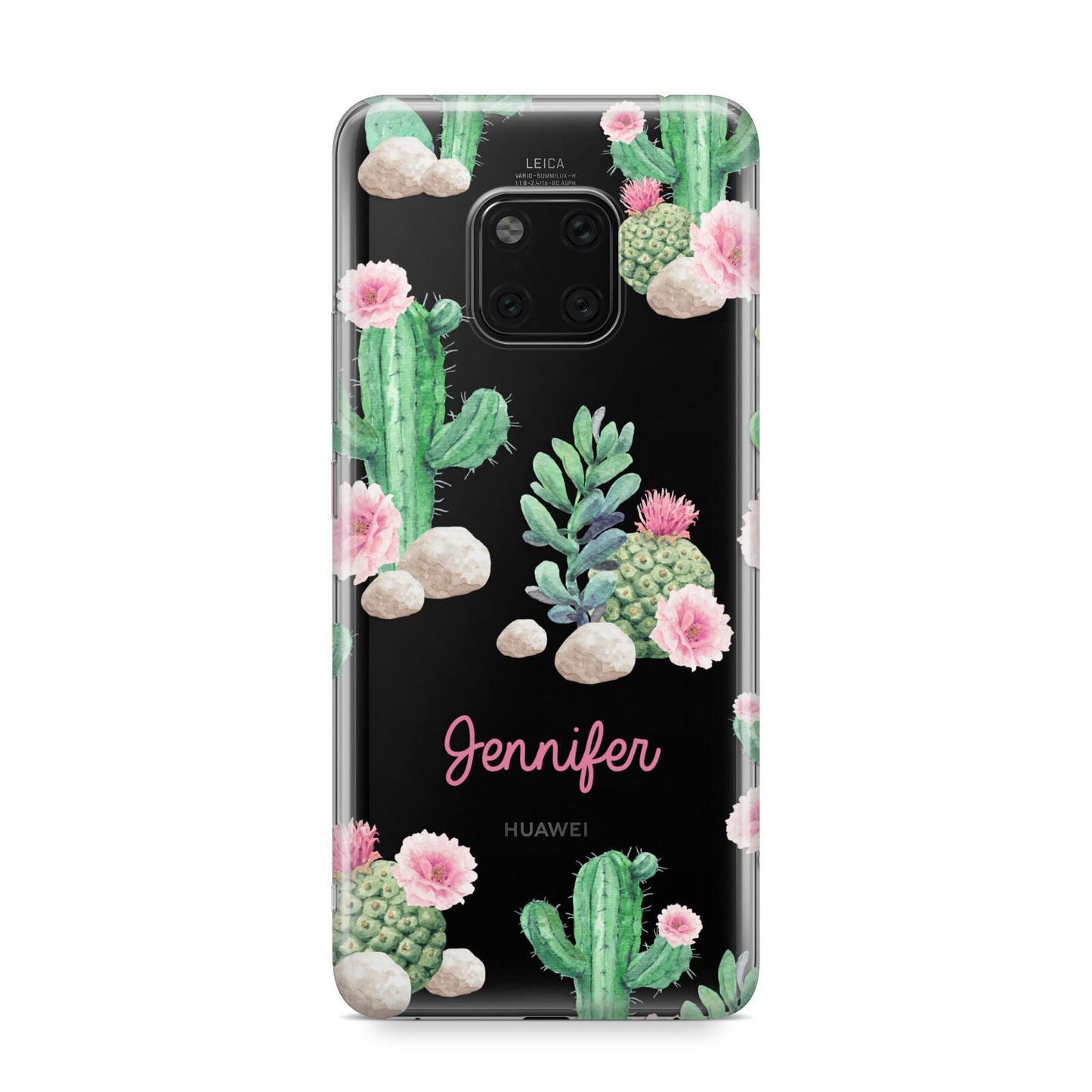 Floral Cactus Print with Name Huawei Mate 20 Pro Phone Case