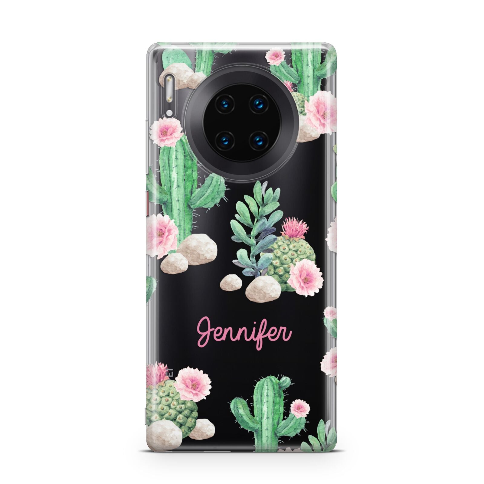 Floral Cactus Print with Name Huawei Mate 30 Pro Phone Case