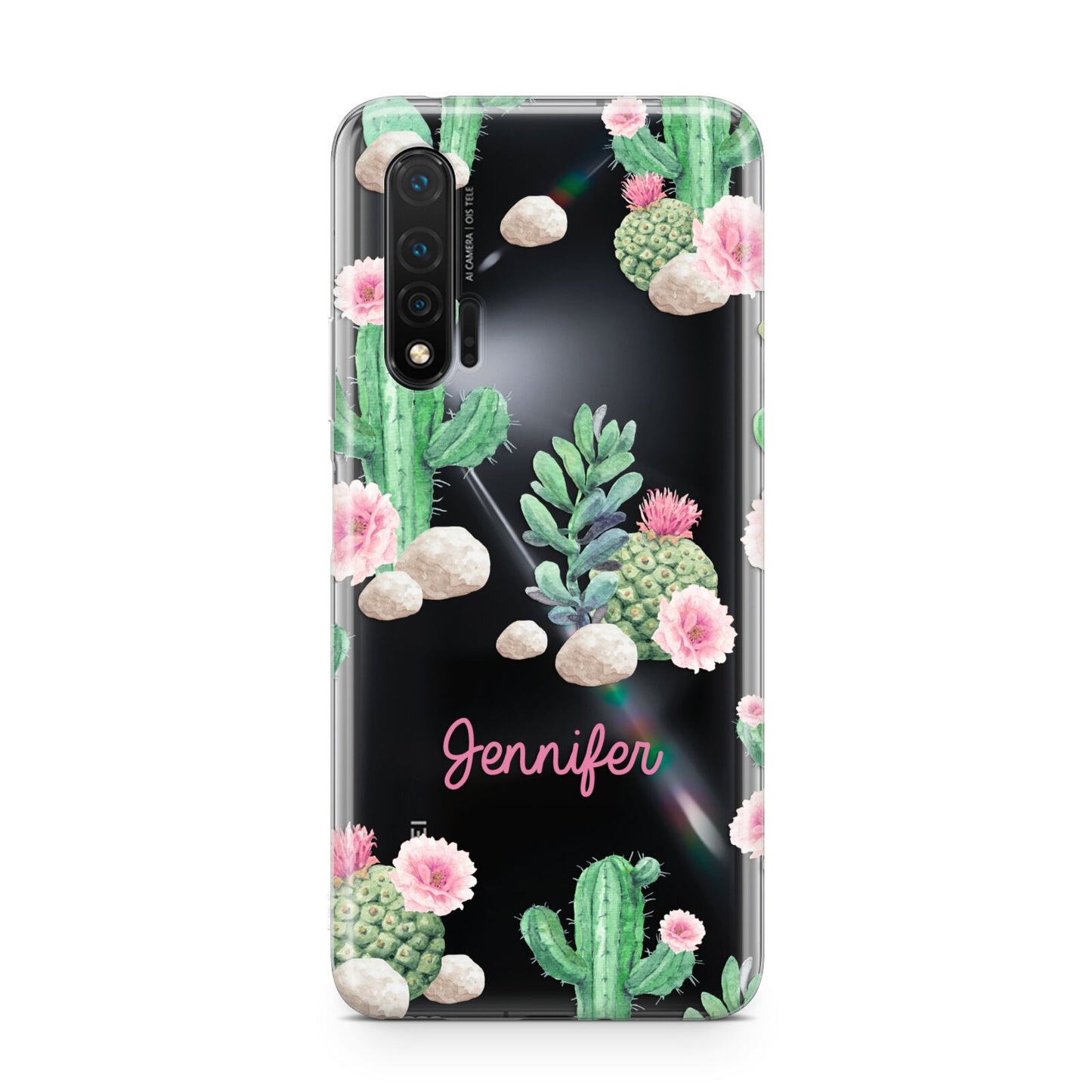 Floral Cactus Print with Name Huawei Nova 6 Phone Case