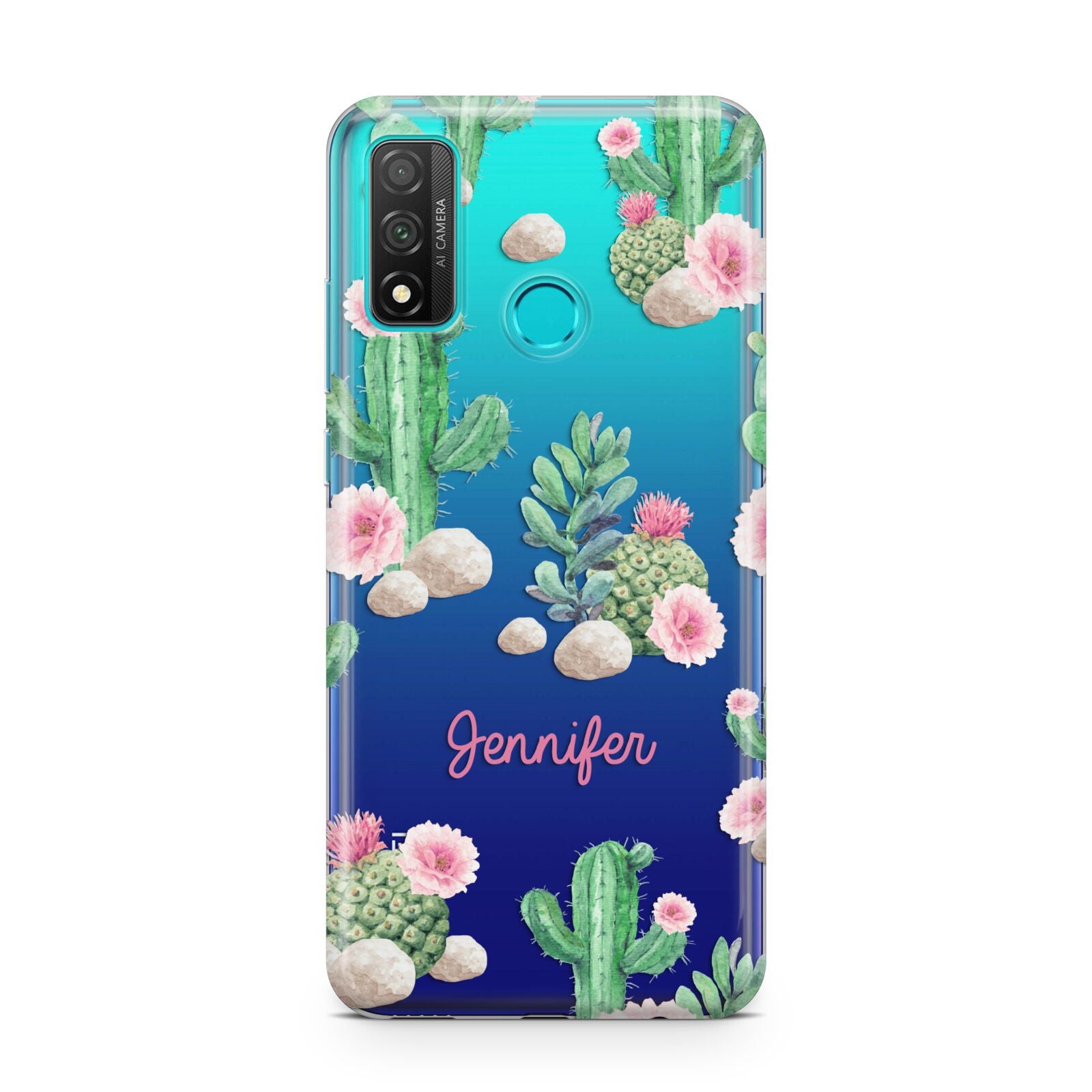 Floral Cactus Print with Name Huawei P Smart 2020