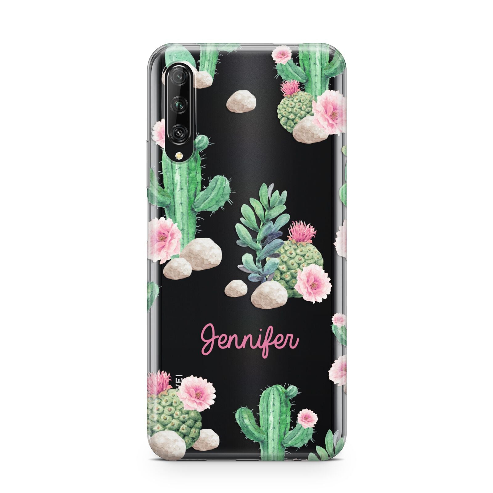 Floral Cactus Print with Name Huawei P Smart Pro 2019