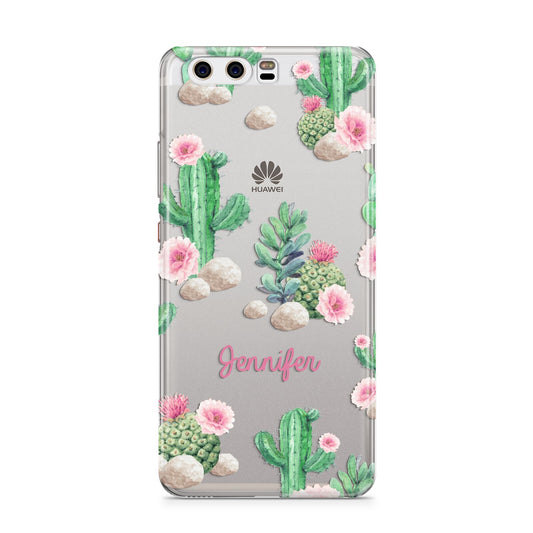 Floral Cactus Print with Name Huawei P10 Phone Case