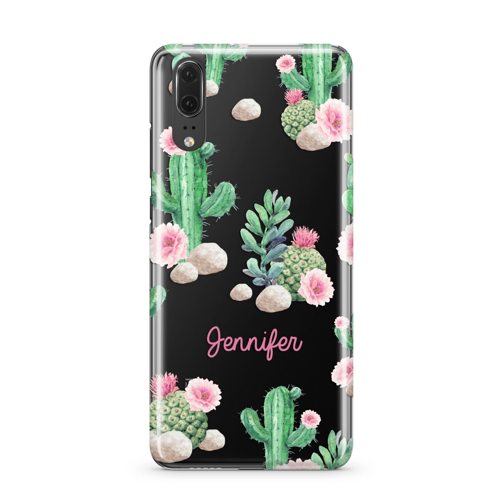 Floral Cactus Print with Name Huawei P20 Phone Case