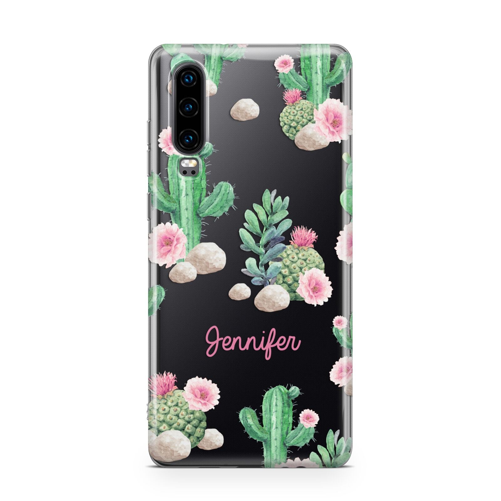 Floral Cactus Print with Name Huawei P30 Phone Case