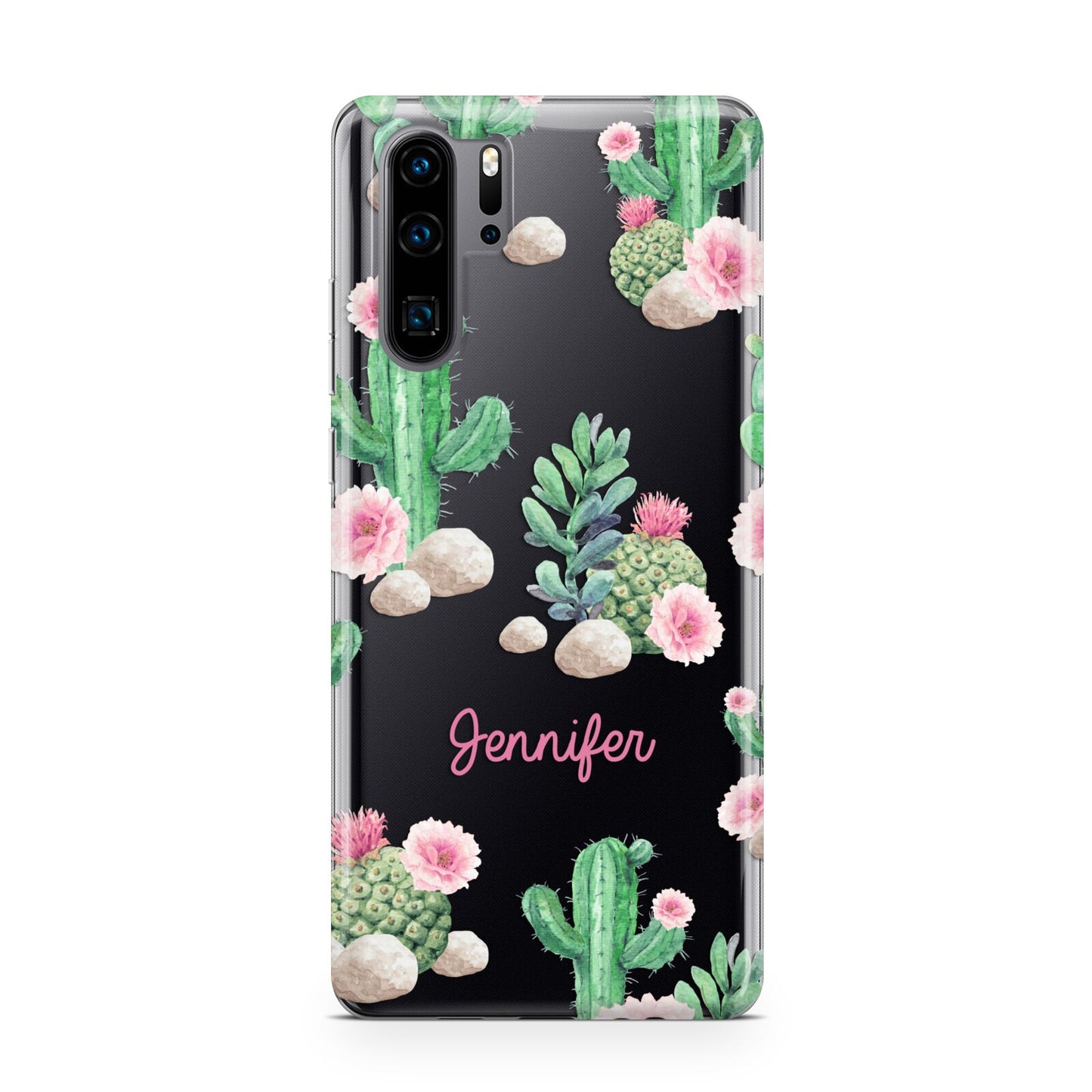 Floral Cactus Print with Name Huawei P30 Pro Phone Case