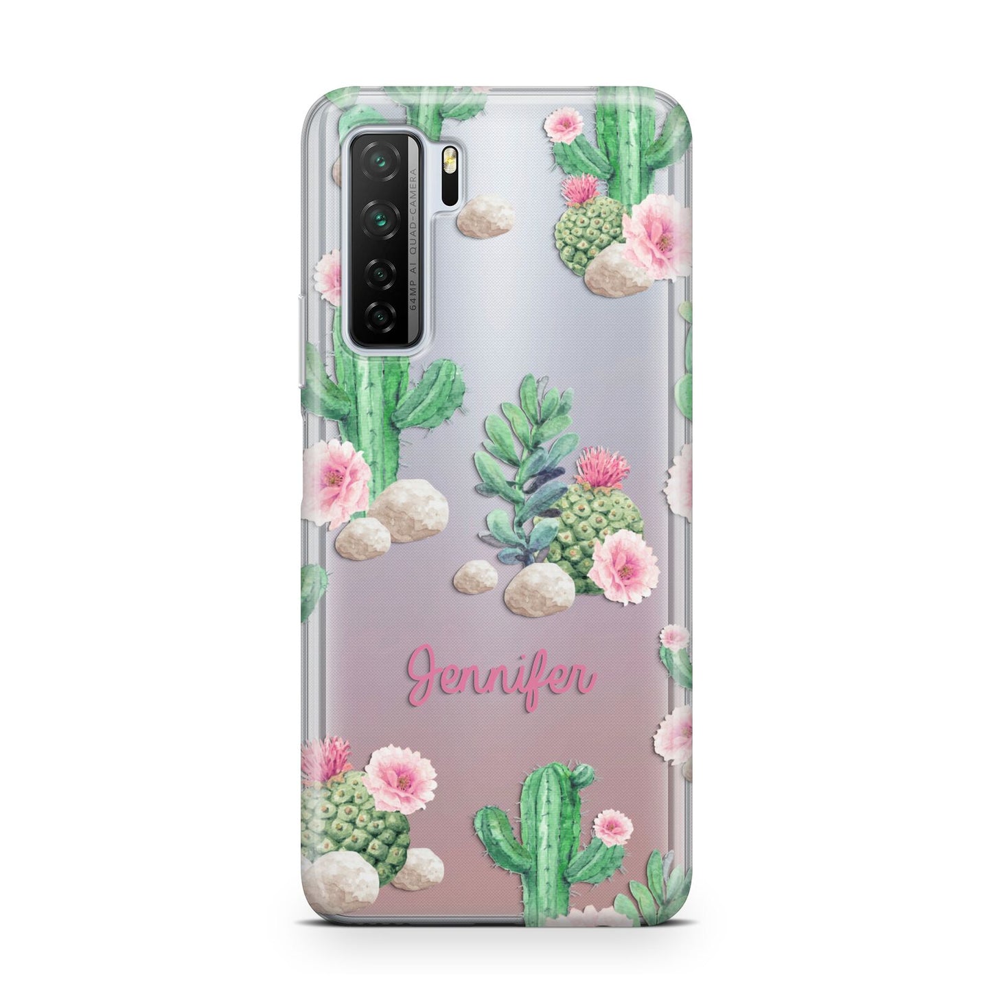 Floral Cactus Print with Name Huawei P40 Lite 5G Phone Case