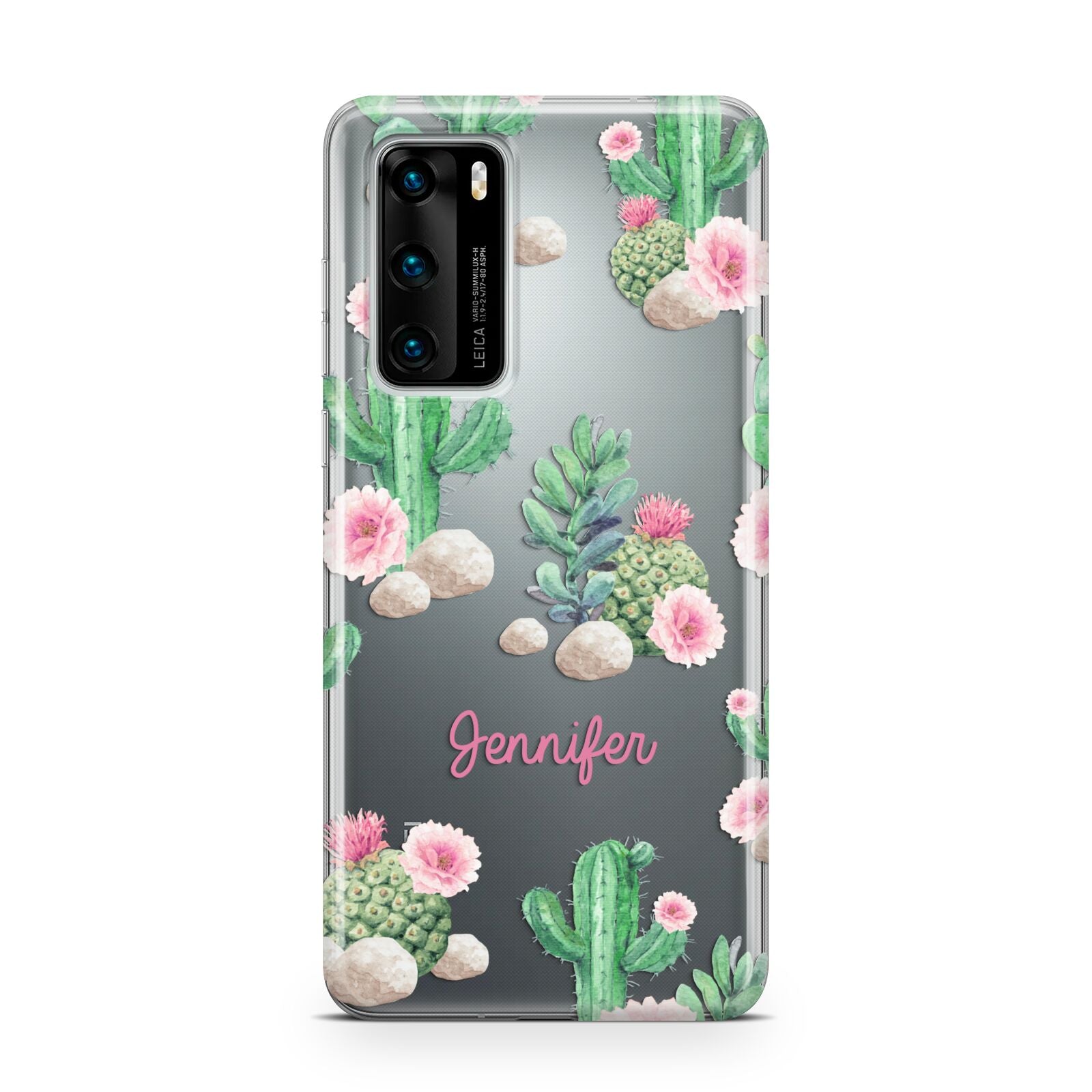 Floral Cactus Print with Name Huawei P40 Phone Case