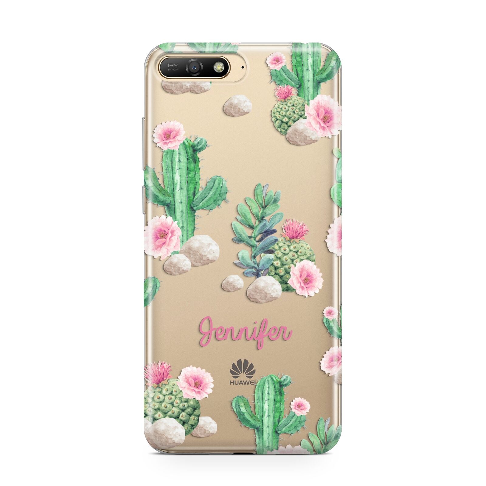 Floral Cactus Print with Name Huawei Y6 2018