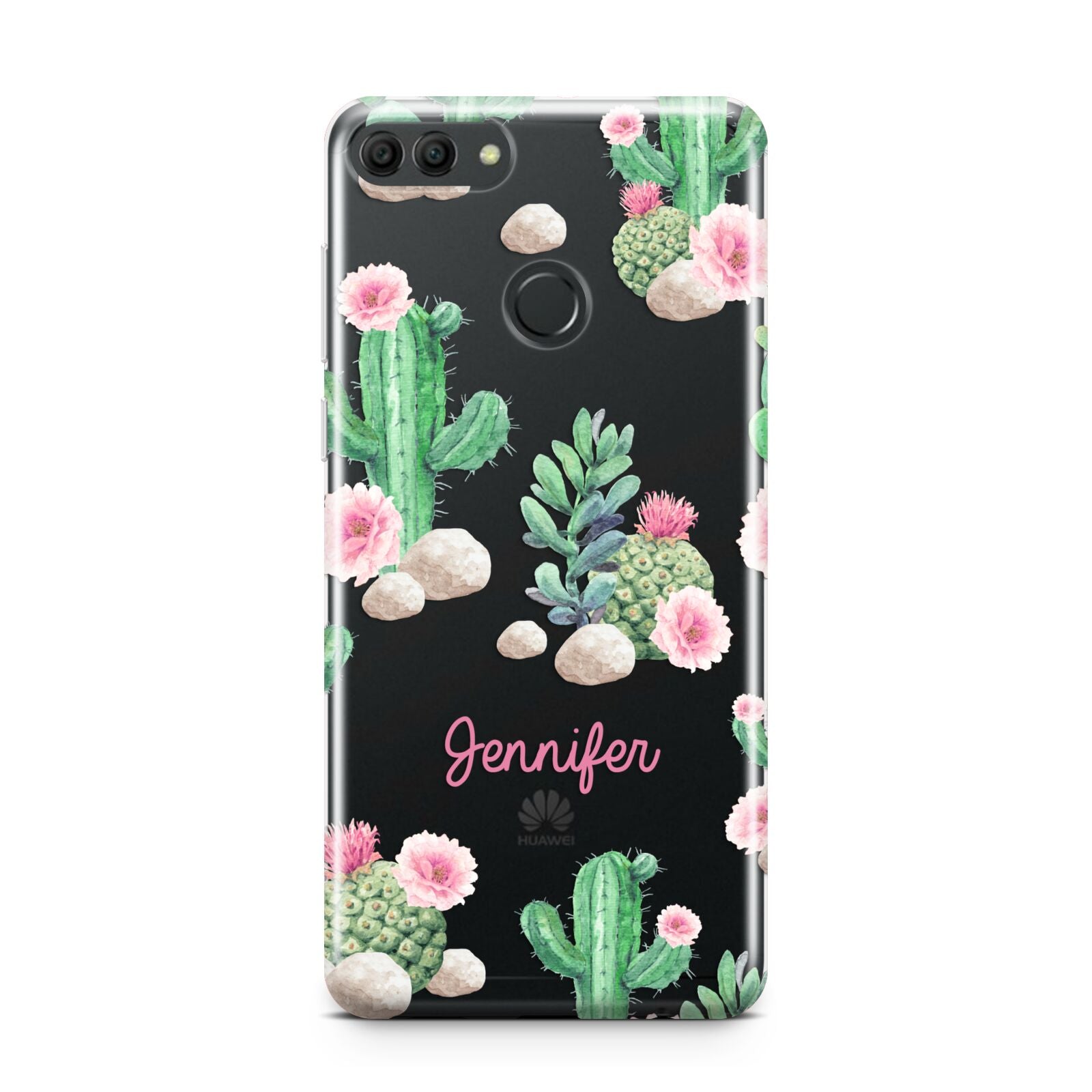 Floral Cactus Print with Name Huawei Y9 2018