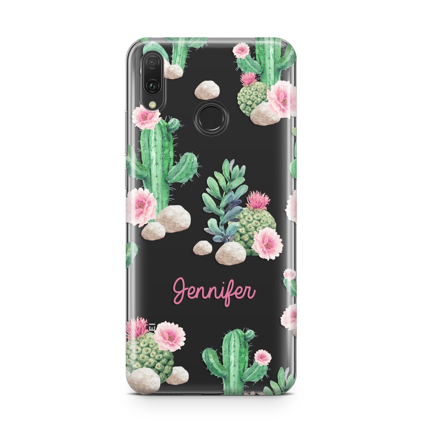 Floral Cactus Print with Name Huawei Y9 2019