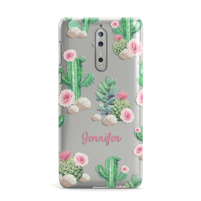 Floral Cactus Print with Name Nokia Case