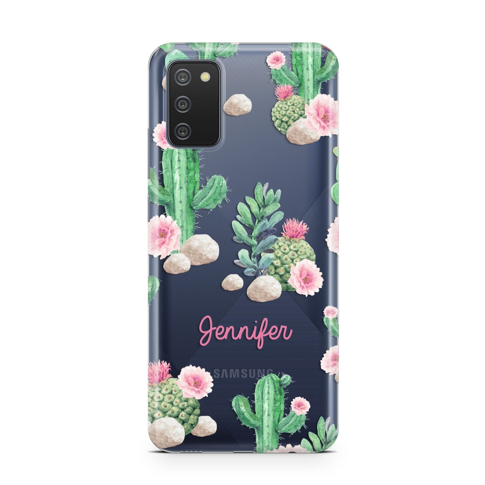 Floral Cactus Print with Name Samsung A02s Case