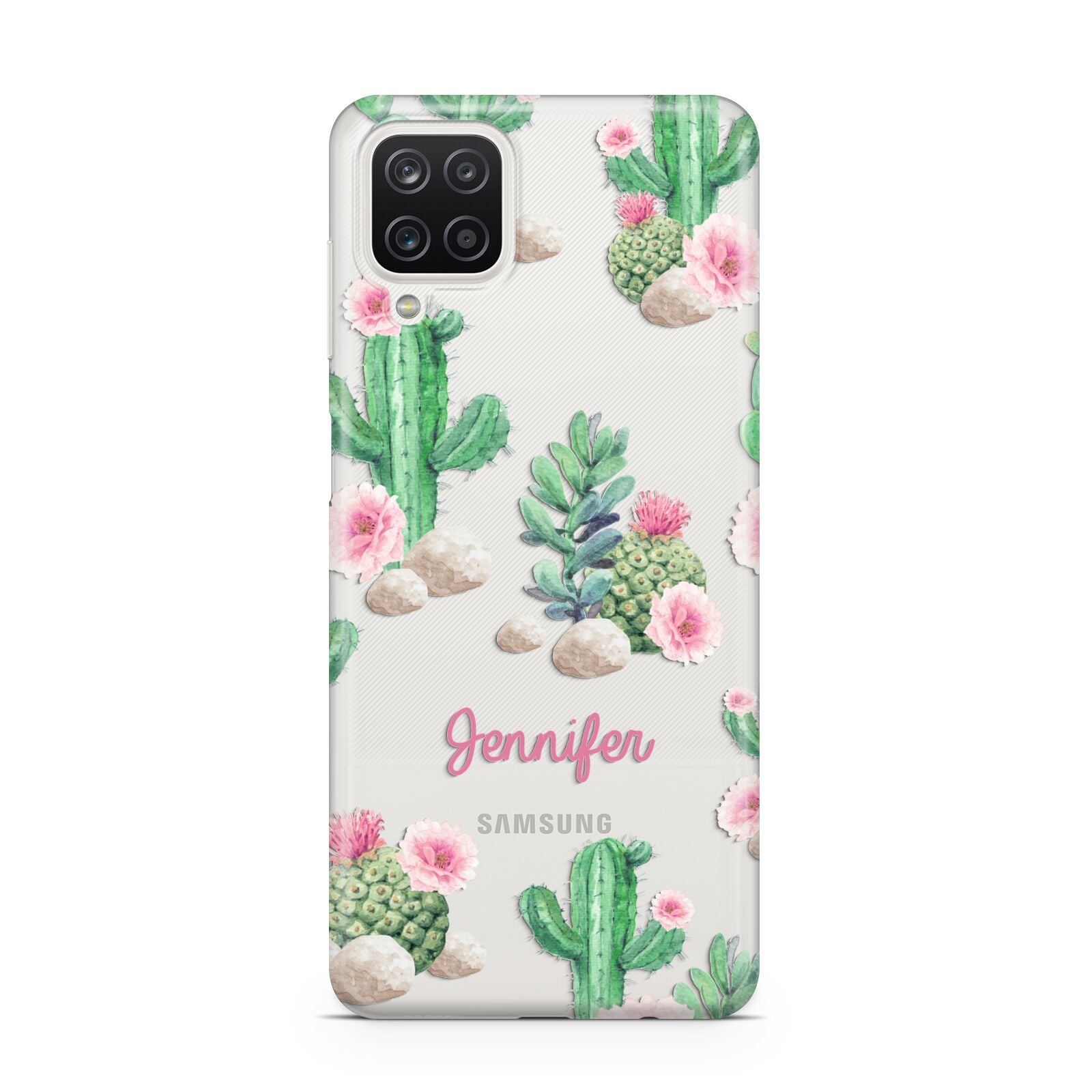 Floral Cactus Print with Name Samsung A12 Case