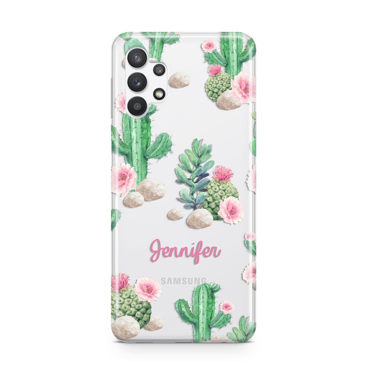 Floral Cactus Print with Name Samsung A32 5G Case