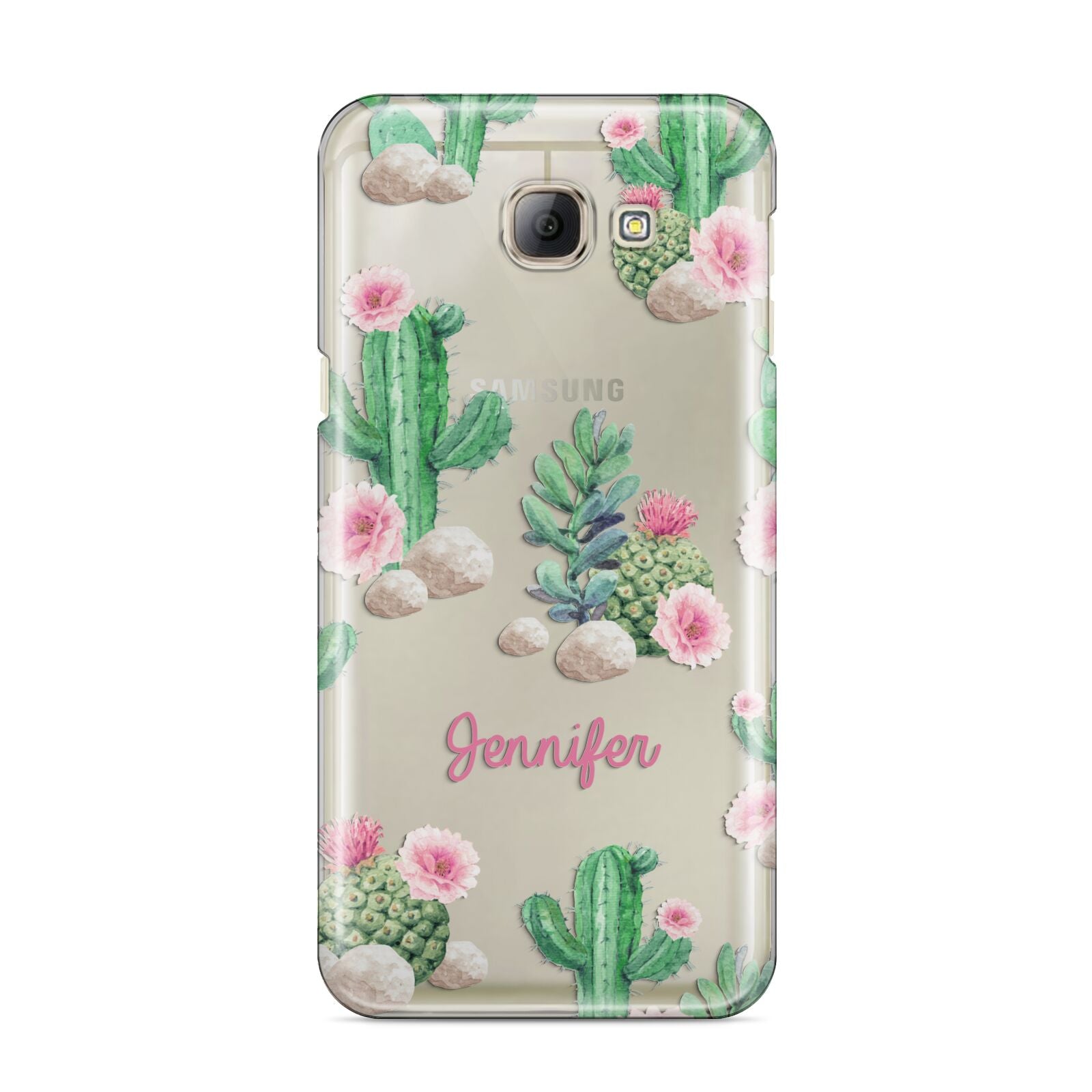 Floral Cactus Print with Name Samsung Galaxy A8 2016 Case