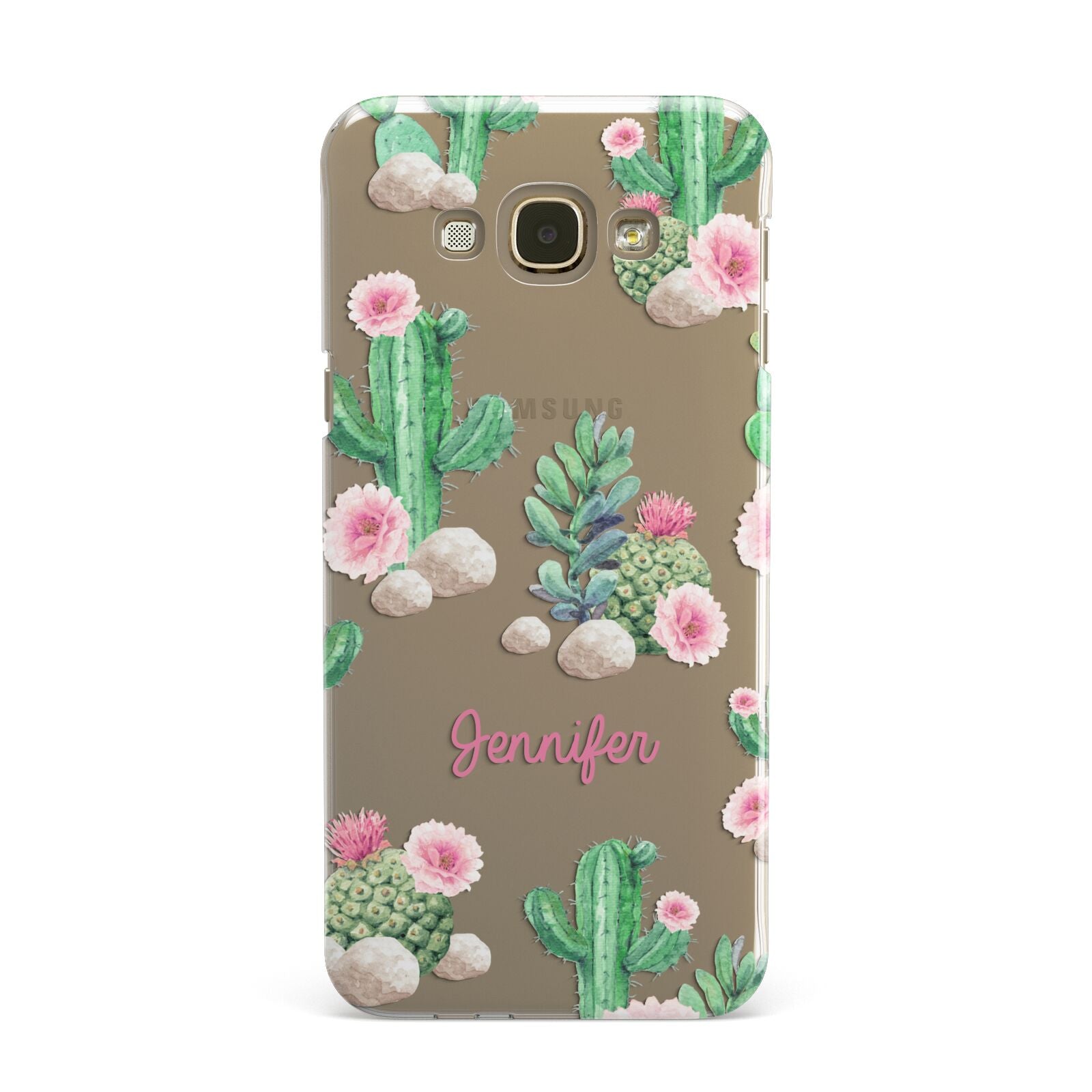 Floral Cactus Print with Name Samsung Galaxy A8 Case