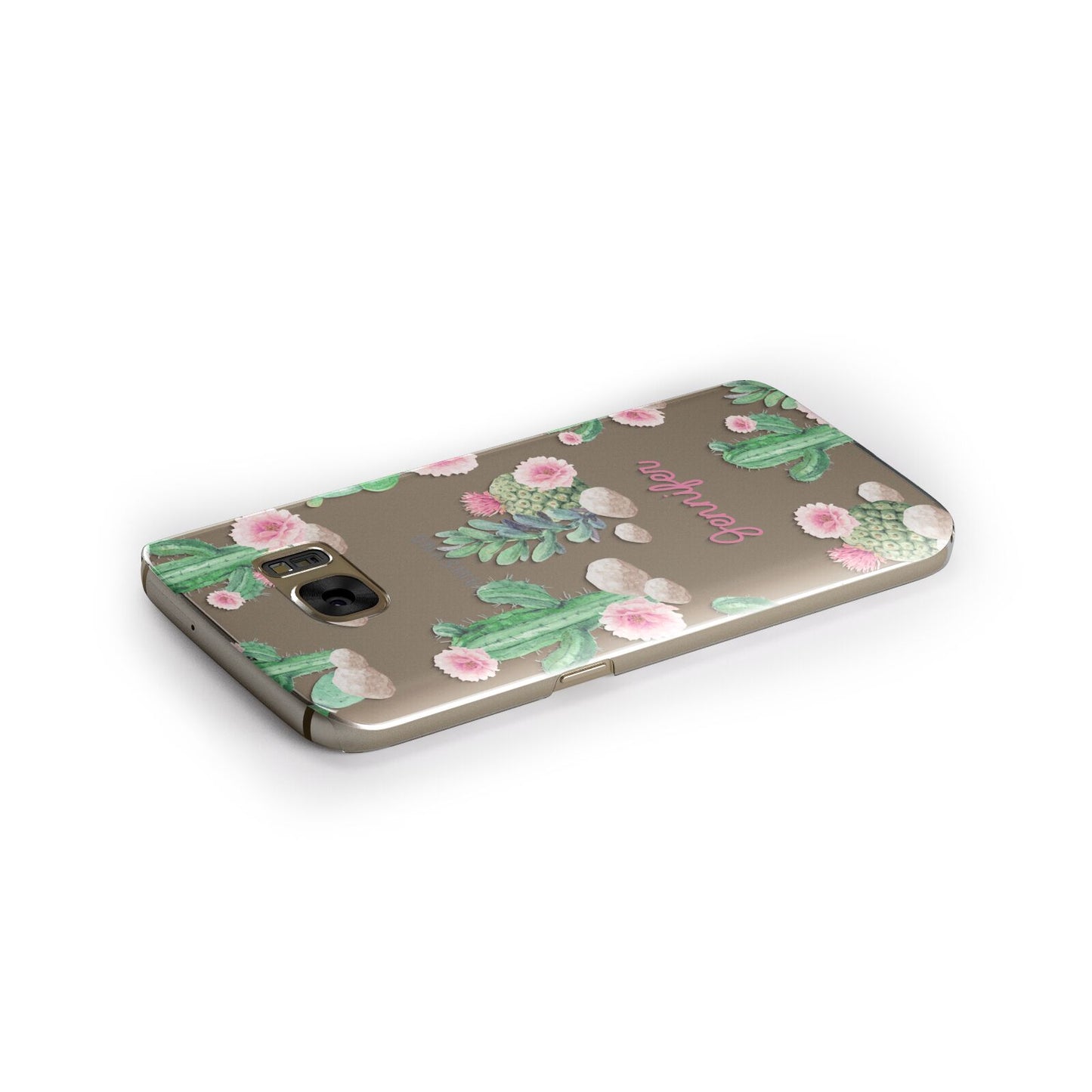 Floral Cactus Print with Name Samsung Galaxy Case Side Close Up