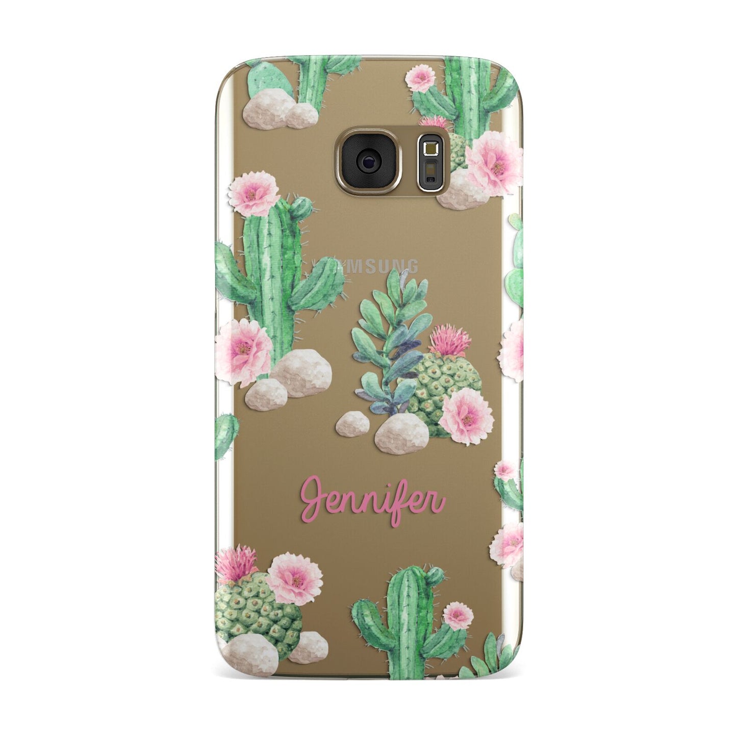 Floral Cactus Print with Name Samsung Galaxy Case