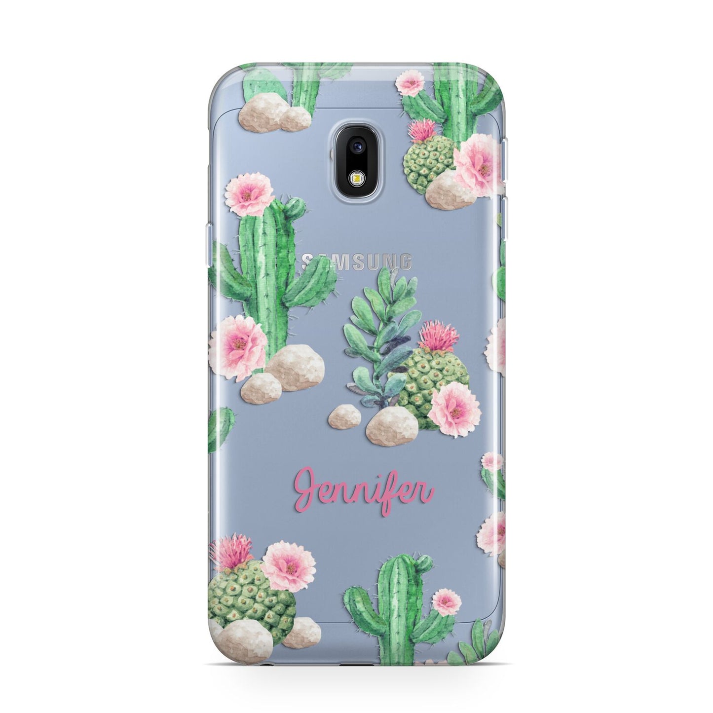 Floral Cactus Print with Name Samsung Galaxy J3 2017 Case