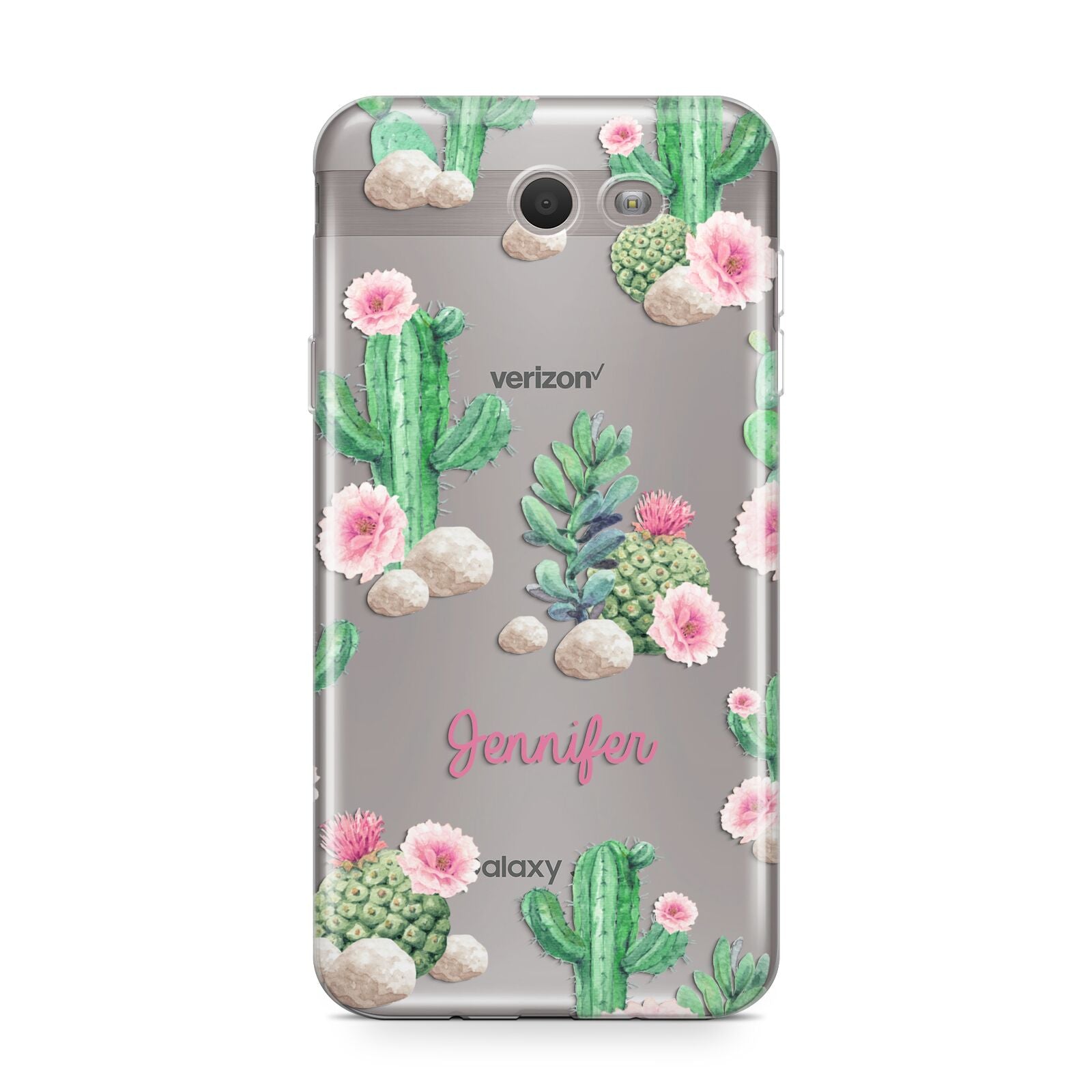 Floral Cactus Print with Name Samsung Galaxy J7 2017 Case