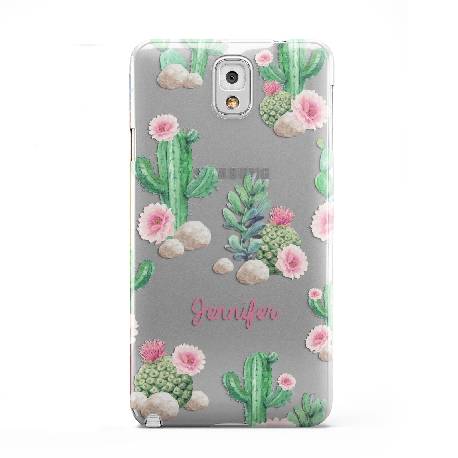 Floral Cactus Print with Name Samsung Galaxy Note 3 Case