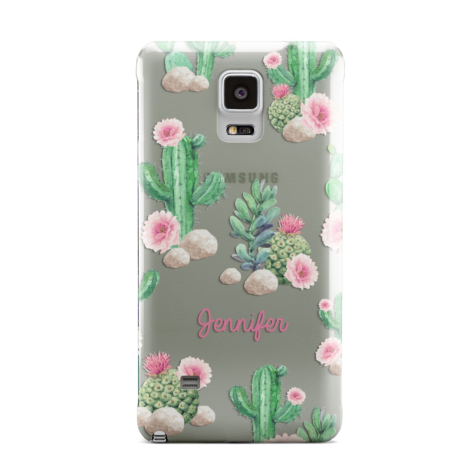 Floral Cactus Print with Name Samsung Galaxy Note 4 Case