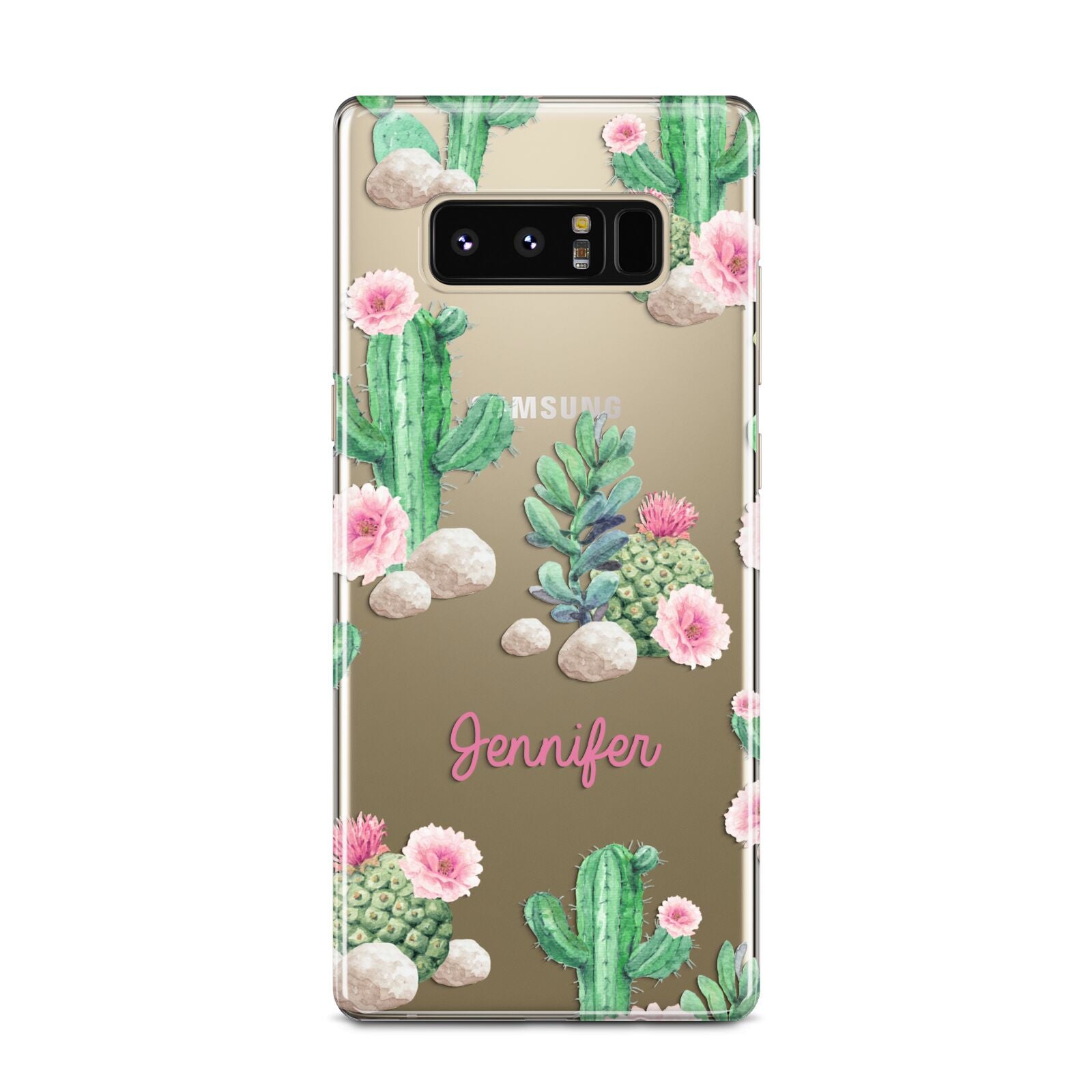 Floral Cactus Print with Name Samsung Galaxy Note 8 Case