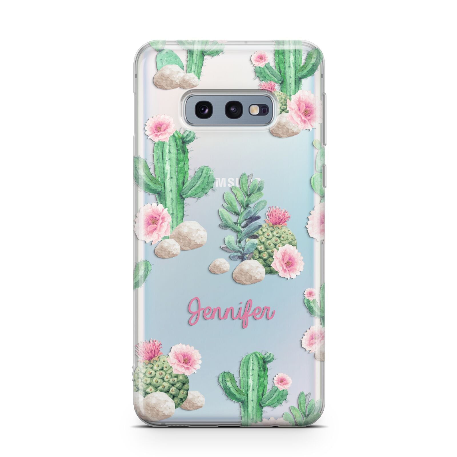 Floral Cactus Print with Name Samsung Galaxy S10E Case