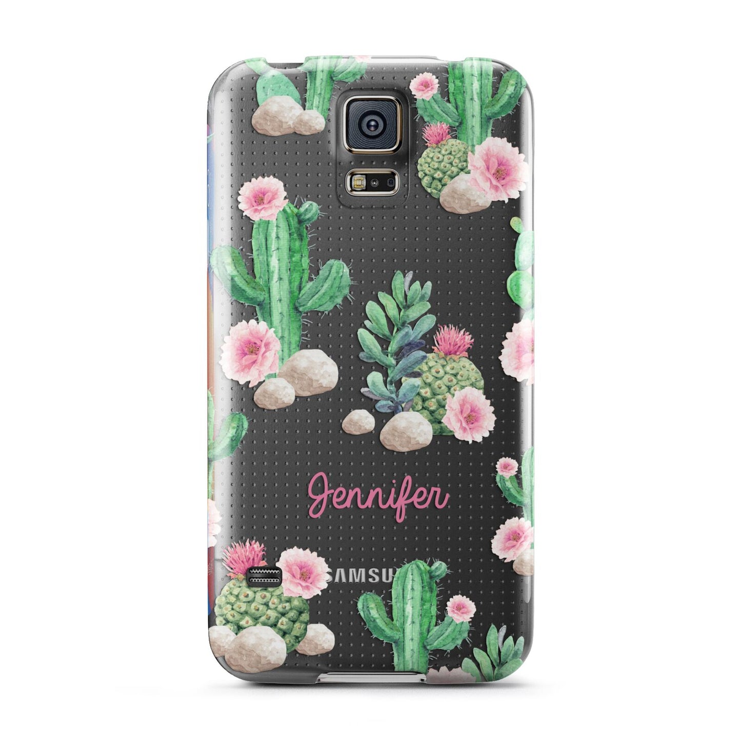 Floral Cactus Print with Name Samsung Galaxy S5 Case