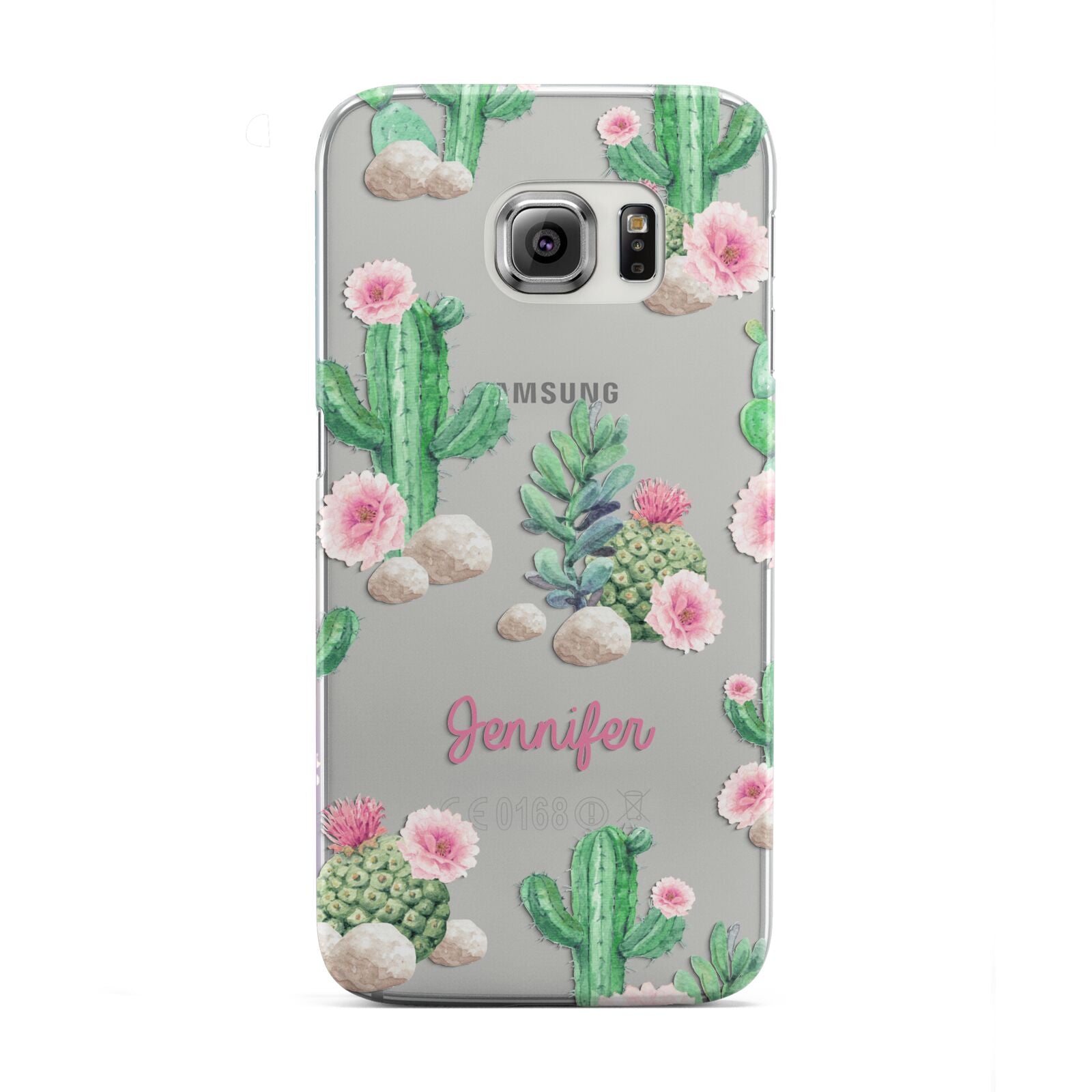 Floral Cactus Print with Name Samsung Galaxy S6 Edge Case