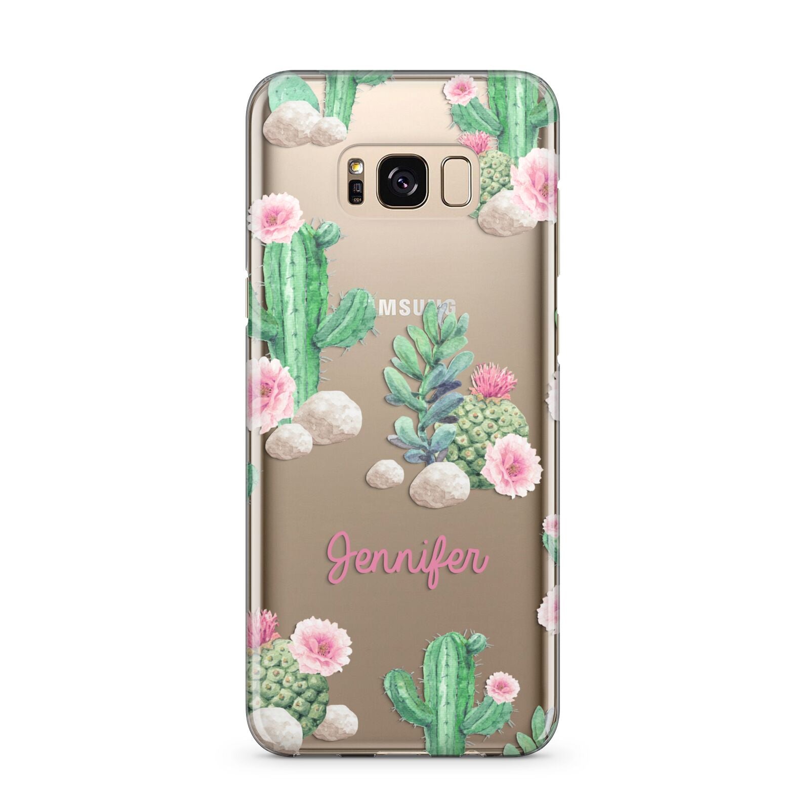 Floral Cactus Print with Name Samsung Galaxy S8 Plus Case