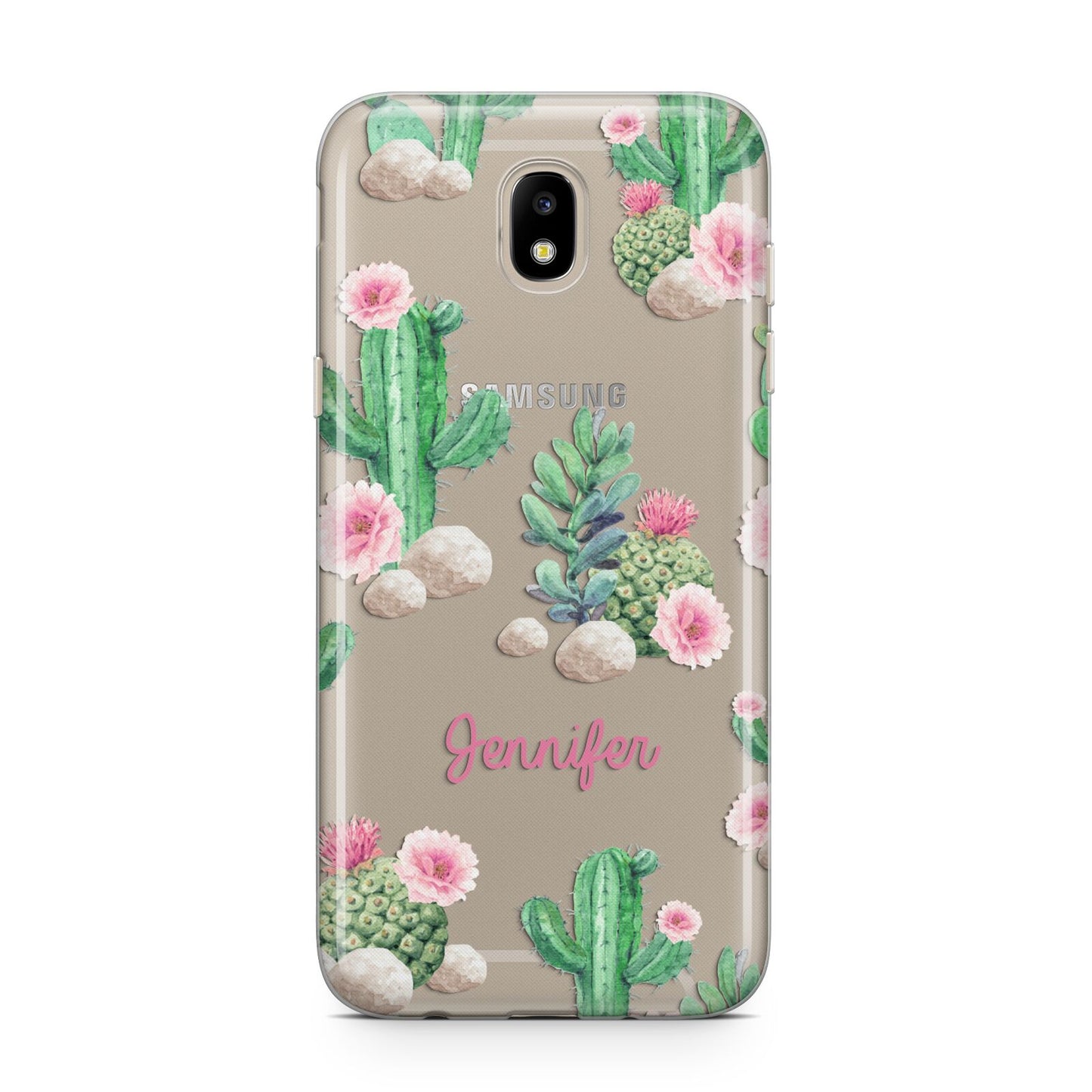 Floral Cactus Print with Name Samsung J5 2017 Case