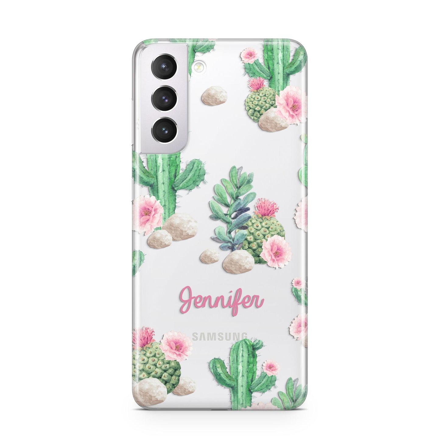 Floral Cactus Print with Name Samsung S21 Case