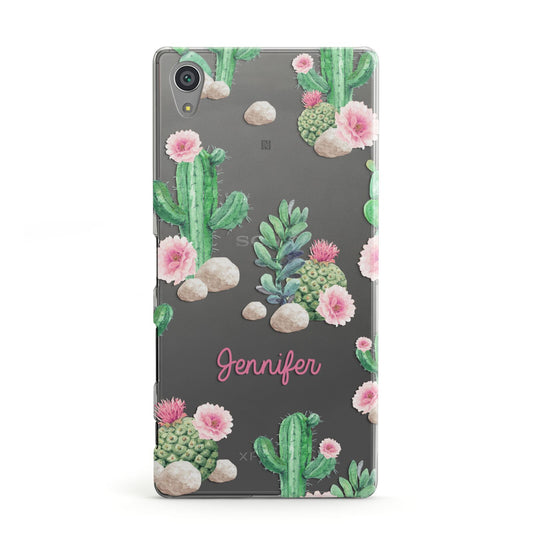 Floral Cactus Print with Name Sony Xperia Case