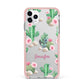 Floral Cactus Print with Name iPhone 11 Pro Max Impact Pink Edge Case